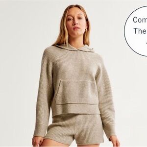 Abercrombie and Fitch Cozy Waffle Knit Hoodie and Shorts Set